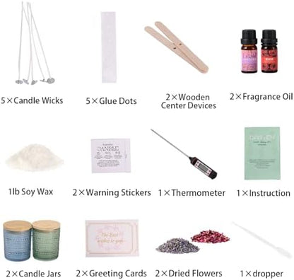 DARJEN Candle Making Kit for Beginners, 2 Jars Soy Wax Scented DIY Set - Image 2