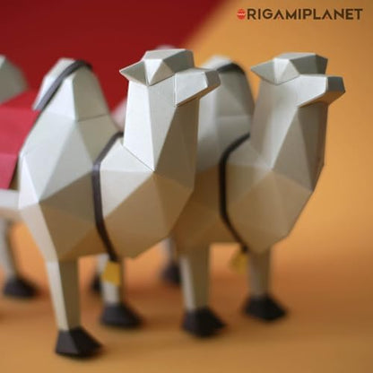 Camel 3D Origami Paper Craft Kit, Creative Handmade Paper Sculpture Art for Home Decor, Unique Pre-Cut DIY Cute Animal Models Papercraft Set, Present for Teens & Adults - Image 3