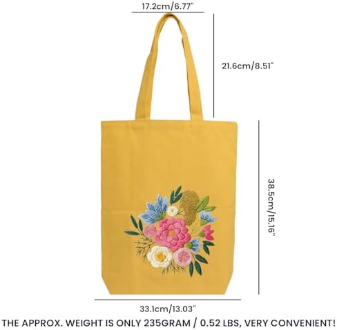CREAWONDER Canvas Tote Bag Embroidery Kit with Pattern for Beginners, Arts and DIY Embroidery Crafts Kits for Adults, Include Instructions, Embroidery Hoops, Color Threads and Tool - Image 6