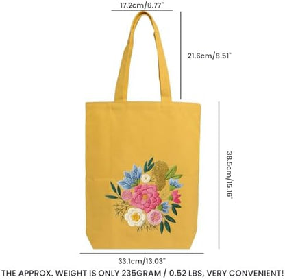 CREAWONDER Canvas Tote Bag Embroidery Kit with Pattern for Beginners, Arts and DIY Embroidery Crafts Kits for Adults, Include Instructions, Embroidery Hoops, Color Threads and Tool - Image 6