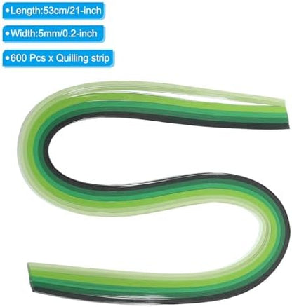 PATIKIL 600pcs Quilling Strips Paper 3/16"(5mm) 21" Origami Paper Quilling Strip for Art DIY Hand Craft Christmas, Green - Image 2