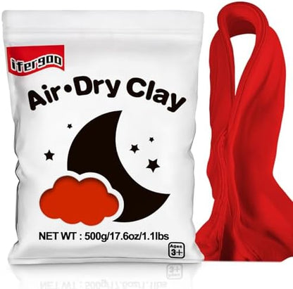 ifergoo 500g Red Air Dry Clay, 1.1LBS DIY Creative Modeling Clay for Kids by iFergoo