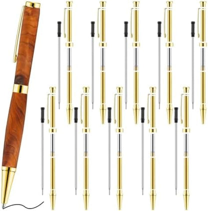 10 Pcs Pen Kits for Wood Turning 7mm Slimline Pen Twist Kit with Refill Lathe Turning Supplies Gold - Image 2