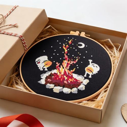 Crafmanoe Embroidery Kits for Beginners Adults, Cute Hand Embroidery Starter Kits, Counted Cross Stitch Kits for Beginners DIY Craft Kits for Adults Women, Embroidery Hoops, Thread and Video Tutorial - Image 5