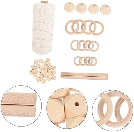 Alipis Macrame Supplies Kit Braided Cord Beads Rings Wood Sticks Complete Macrame Kit for Adults Wall Hanging Projects - Image 5