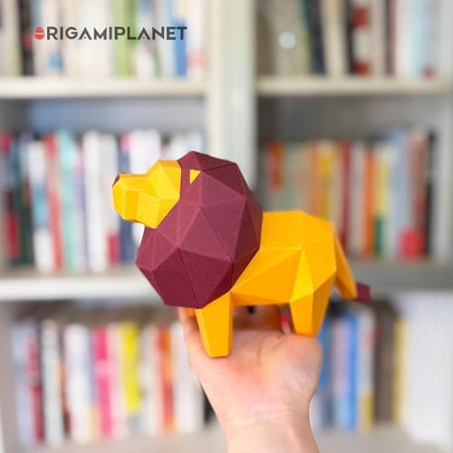 Lion 3D Origami Paper Craft Kit, Creative Handmade Paper Sculpture Art for Home Decor, Unique Pre-Cut DIY Cute Animal Models Origmai Papercraft Set, Present for Teens & Adults - Image 2