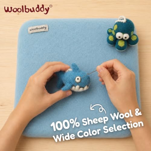 Woolbuddy Needle Felting Mat 10 x 10 x 1.5 Inch (Blue), Pure Wool Felt Pad - Image 2