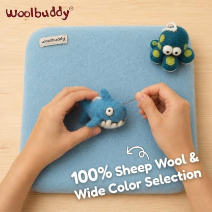 Woolbuddy Needle Felting Mat 10 x 10 x 1.5 Inch (Blue), Pure Wool Felt Pad - Image 2
