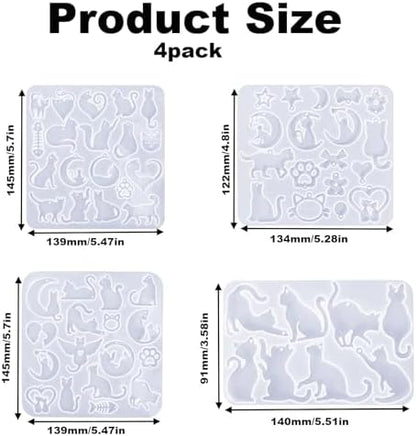 4 Piece Resin Earring Molds ， 60 Unique Shapes UV Cat Resin Molds with Holes Ideal for DIY Silicone Earrings Necklaces Jewelry and Animal Designs Creative Art Gifts - Image 2