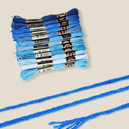 12 Skeins Blue Gradient Embroidery Thread Floss for Hand Sewing - Image 5