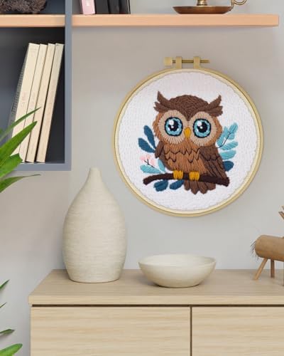 ERKOON Punch Needle Kit for Beginners Adults, DIY Easy Animal Embroidery Set for Starter Art Craft, Needling Punch Project with Patterns, Tools, Yarns, Hoop, Instruction (Owl) - Image 7
