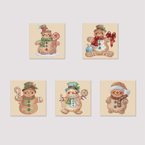 DIY Diamond Greeting Cards Set Christmas, 5D DIY Diamond Art Painting Greeting Card, DIY Christmas Card Making Kits for Family Friends Handmade Gift-#06-Gingerbread Man - Image 3