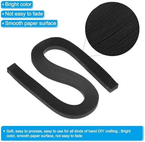 PATIKIL 360pcs Quilling Paper Strips Paper Flowers Quilling Kits 3/8"(10mm) Origami Paper for Adults Beginner Art Craft, 21"(54cm) Black - Image 3