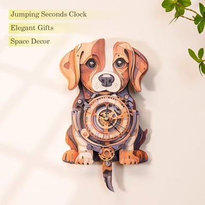 3D Puzzles for Adults, Dog Wall Clock 3D Wooden Puzzles Clock Kits for DIY Birthday Gift for Women Men Home Decor Holiday Christmas - Image 5