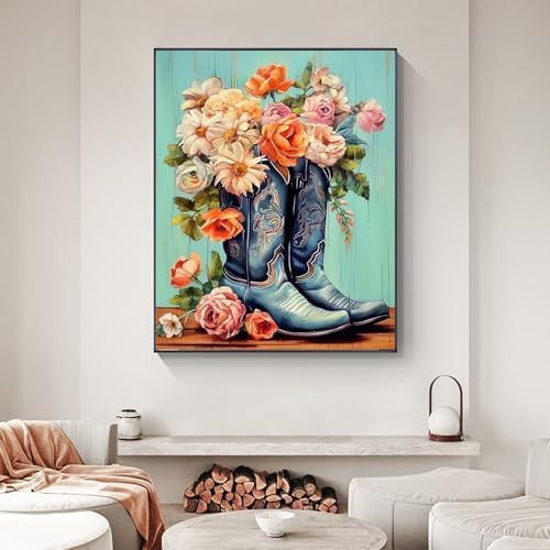 Cowboy Boots Paint by Numbers Kit for Adults Without Frame 16x20 IN - Image 2