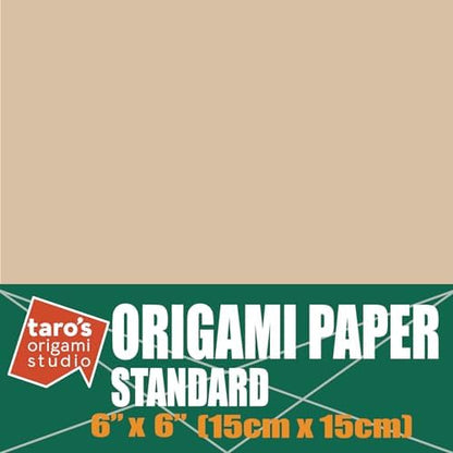 [Taro's Origami Studio] Standard 6 Inch One Sided Single Color (Beige) 50 Sheets (All Same Color) Square Easy Fold Premium Japanese Paper for Beginner (Made in Japan) - Image 2