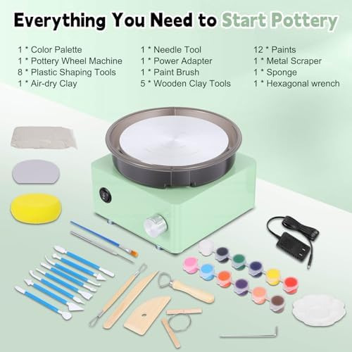 Olenyer Pottery Wheel for Kids: 6" Turntable 2-Way Rotation Mini Pottery Wheel, Removable Tray, Metal Frame, Christmas Gifts Pottery Kit for Beginners Teens Adults - Image 4