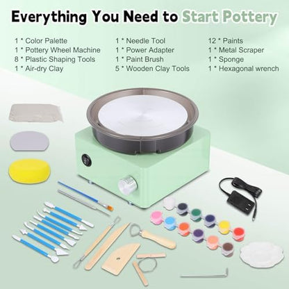 Olenyer Pottery Wheel for Kids: 6" Turntable 2-Way Rotation Mini Pottery Wheel, Removable Tray, Metal Frame, Christmas Gifts Pottery Kit for Beginners Teens Adults - Image 4
