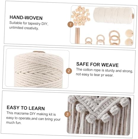 MAGICLULU DIY Macrame Kit for Adults Cotton Cord Tapestry Supplies Wood Beads and Round Rings Creative Wall Hanging Craft for Beginners for Home Decor - Image 6