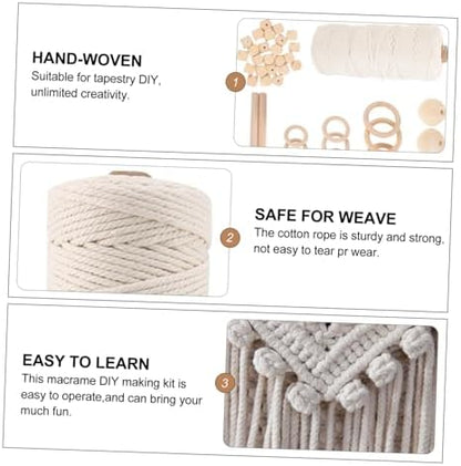MAGICLULU DIY Macrame Kit for Adults Cotton Cord Tapestry Supplies Wood Beads and Round Rings Creative Wall Hanging Craft for Beginners for Home Decor - Image 6