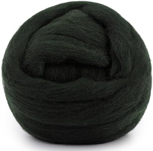 Mayboos 1.76oz Dark Green Natural Wool Roving, Needle Felting Wool by Mayboos