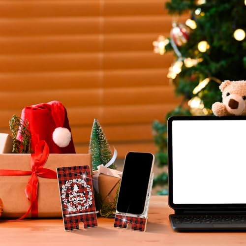 Saillong 6 Pcs Xmas Red Plaid Diamond Painting Phone Stand Full Drill - Image 2