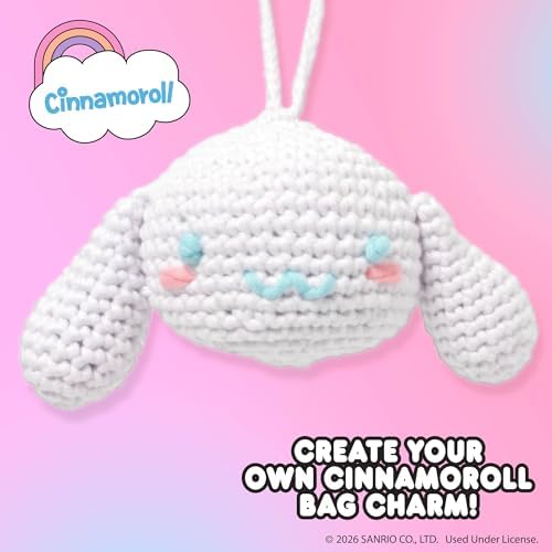 Hello Kitty® and Friends Crochet Kit – Cinnamoroll™ Bag Charm, Sanrio Crochet Kit for Beginners with Yarn, Starter Hooks, Step-by-Step Tutorials, DIY Craft, Great Teen Gifts - Image 6