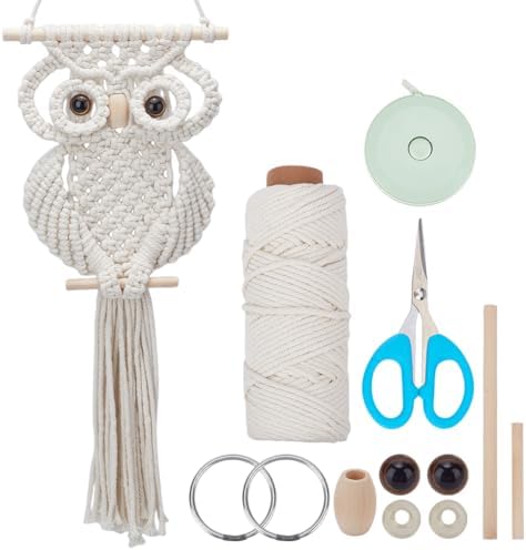 FREEBLOSS Macrame Owl Kit for Beginners Macrame Owl Wall Hanging Tapestry Kit Creative DIY Macrame Owl Boho Macrame Wall Hanging DIY Macrame Kit with Video Tutorial by FreeandCreativeCraftsArt