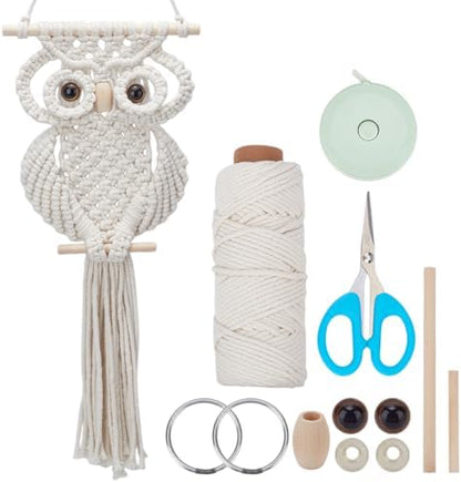 FREEBLOSS Macrame Owl Kit for Beginners Macrame Owl Wall Hanging Tapestry Kit Creative DIY Macrame Owl Boho Macrame Wall Hanging DIY Macrame Kit with Video Tutorial by FreeandCreativeCraftsArt