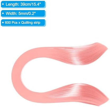 PATIKIL Quilling Strips Paper 600pcs 5mm 39cm Origami Paper Quilling Kits for Art DIY Craft Christmas, Pink - Image 2