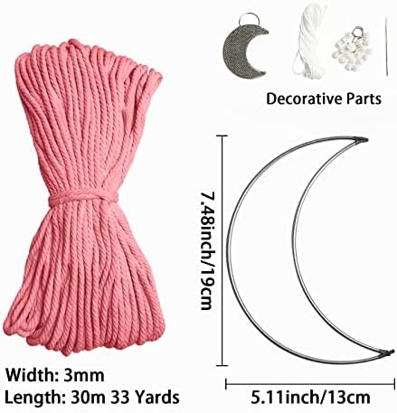 JeogYong Macrame Kit, DIY Moon Dream Catcher Macrame Kits for Kids & Adults Beginners, Includes Metal Hoop Rings Macrame Cord or More Craft Supplies and Materials for Bohemian Wall Decor Dreamcatcher - Image 2