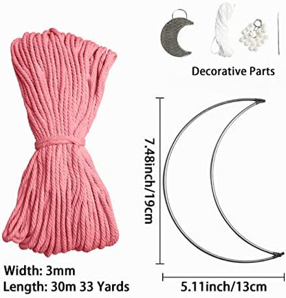 JeogYong Macrame Kit, DIY Moon Dream Catcher Macrame Kits for Kids & Adults Beginners, Includes Metal Hoop Rings Macrame Cord or More Craft Supplies and Materials for Bohemian Wall Decor Dreamcatcher - Image 2