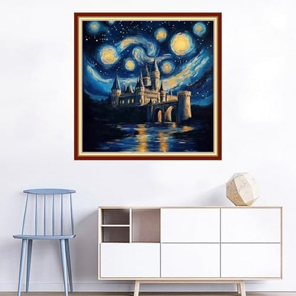 Joyhoor Cross Stitch Kits for Beginners Stamped Cross-Stitch Supplies Needlework preprint Embroidery Kits for Adults DIY Needlepoint Kits Embroidery Patterns 11CT-Van Gogh Starry Sky 18x18 inchs - Image 2
