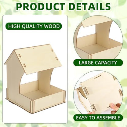 12 Pack Wooden Bird Feeder Kits Bulk Bird Houses to Paint Unfinished Craft - Image 3