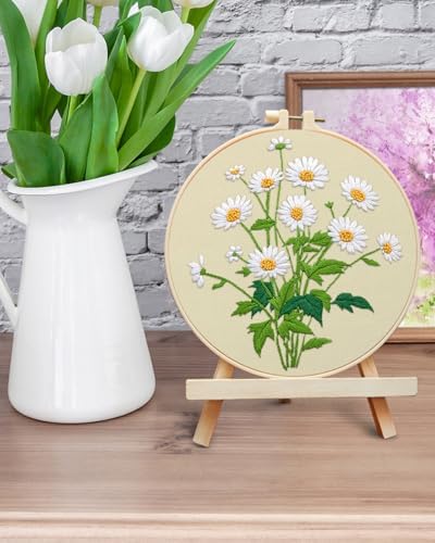 ERKOON Embroidery Kit for Beginners, Flower Cross Stitch Set Include Embroidery Cloth Hoops Threads for Craft Lover Hand Stitch with Embroidery Skill Techniques (Daisy) - Image 6