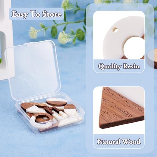 FASHEWELRY 20Pcs Resin & Wood Pendants 10 Styles Rectangle Teardrop Rhombus Geometry Vintage Resin Wood Statement for Jewelry Making - Image 5