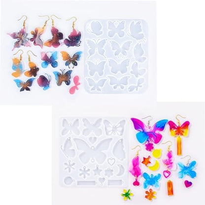 4 Piece Resin Earring Molds ， 47 Unique Shapes UV Butterfly Resin Molds with Holes Ideal for DIY Silicone Earrings Necklaces Jewelry and Animal Designs Creative Art Gifts - Image 6