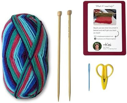 The Spinning Hand Knitting Kit for Beginners Adults – Educator-Designed, Self-Striping Wool Yarn, Bamboo Needles & Video Tutorials (Tie Dye) - Image 2