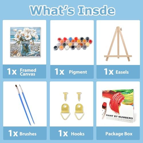 Flowers Paint by Numbers Kit for Adults Beginner, Paint by Numbers 10x10 in - Image 4