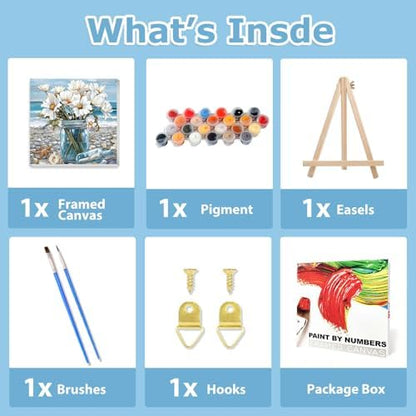 Flowers Paint by Numbers Kit for Adults Beginner, Paint by Numbers 10x10 in - Image 4