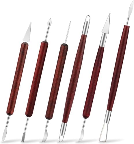Clay Tools Sculpting for Polymer Air Dry Modeling Clay Beginners & Professionals Ideal for DIY Pottery & Ceramics Tools Double-Sided Polymer Carving Tools Kit (6) by Vzesavc
