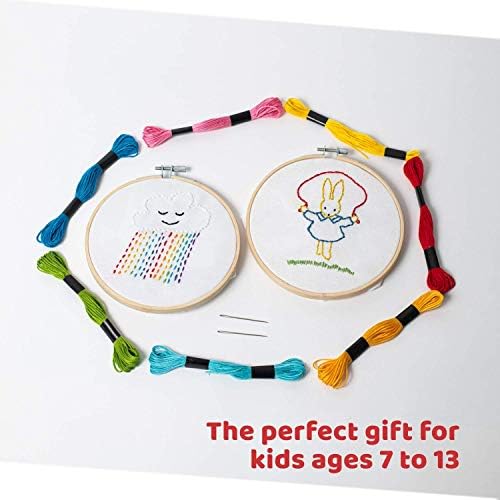 CraftLab Embroidery Kit for Kids - Beginner Sewing Kit with 10 Projects, Hoops, Thread, Patterns - Image 6