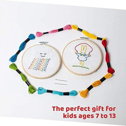 CraftLab Embroidery Kit for Kids - Beginner Sewing Kit with 10 Projects, Hoops, Thread, Patterns - Image 6