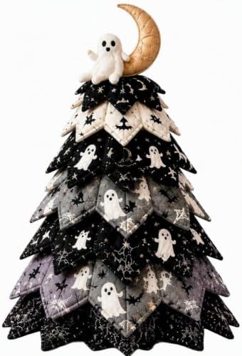 Quilted Christmas Tree Kit – Pre-Cut Fabric & Foam Cone DIY Tabletop Decoration with Tree Topper, No-Sew Holiday Craft Kit for Adults & Kids, Christmas Tree Decorations for Home, Party & Gifts (set11) by Unknown