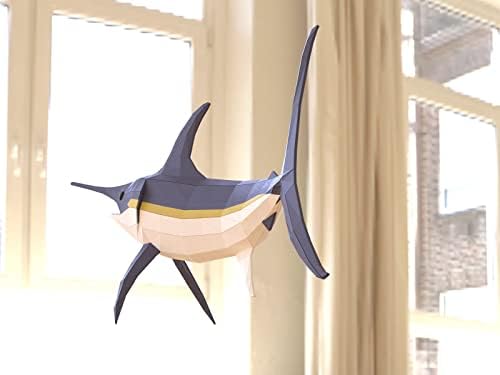 Swordfish Paper Sculpture,Pre-cut DIY Papercraft Kit,Handmade Sea Animal Figurine, Color,Low Poly Home Decor,All Accessories Included - Image 6