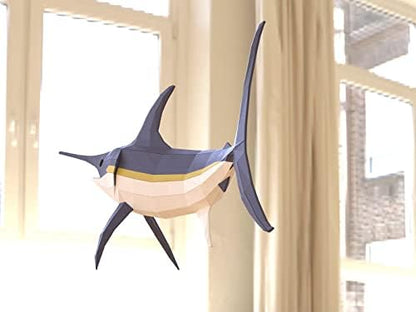 Swordfish Paper Sculpture,Pre-cut DIY Papercraft Kit,Handmade Sea Animal Figurine, Color,Low Poly Home Decor,All Accessories Included - Image 6