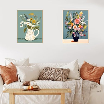 2 Pack Easy Flowers Paint by Numbers Kit for Adults Beginner with Framed - Image 2