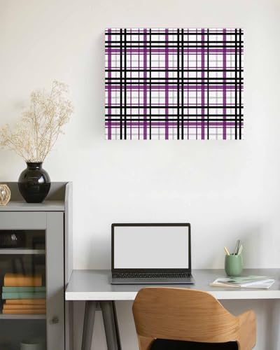 Sunteeny Paint by Number for Adults Beginner Abstract Stripes Purple Black Grey Plaid DIY Digital Oil Painting by Numbers Picture Drawing On Canvas Framed 20"x24" - Image 3