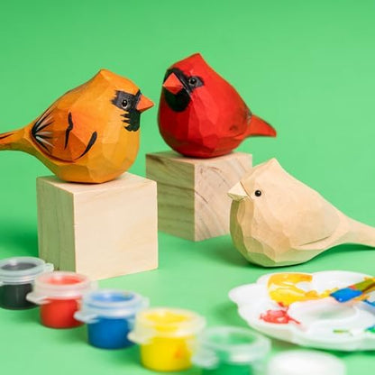 Kitsville Hand-Carved Cardinal Bird DIY Painting Kit with Nest & Eggs – Wooden Craft Set for Home Decor, Tree Ornaments & Creative Gifts - Image 2