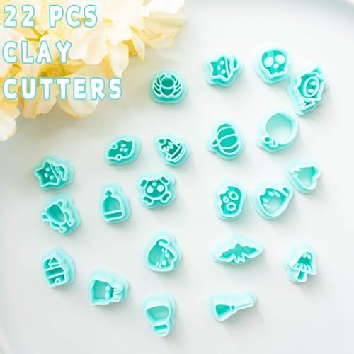 Tainsky Halloween Polymer Clay Cutters, 22 Shapes Halloween Studs Clay Earrings Cutters (Studs-B) - Image 2